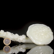 Cetro Ruyi de jade blanco de Hetian, dinastía Qing