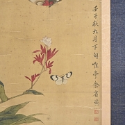 Pintura china “Bambú y mariposas”, con firma Yu Sheng - 2