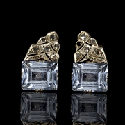Pendientes Art Déco de oro de 14 kt con aguamarinas