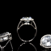 Juego en oro blanco de 18k con aguamarinas y diamantes