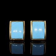 Pendientes con turquesa en oro amarillo de 18 k