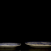 两只蓝色柳树纹样英式托盘，十九世纪