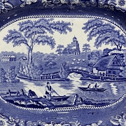 柳树纹“野玫瑰”托盘，斯塔福德郡，19世纪 - 1