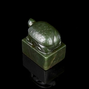 Spinach green jade ‘Turtle’ seal, Qing dynasty