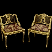 Pareja de sillas estilo Luis XV, s.XIX