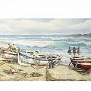 Quimet Sabaté Casanova (1936–2024), “Boats on the Shore”