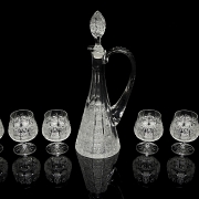 Set of glassware with jug and six glasses, 20th century