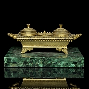 Louis XIV style scribe's desk on malachite, 19th century - 9