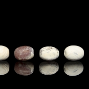 Four large carved stone beads, Qing dynasty