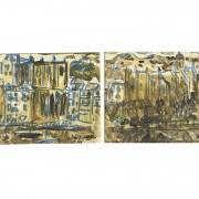 Waldo Aguiar y Carmona (1930–2000) “Pair of Landscapes,” 1994