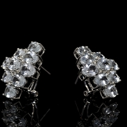 Pendientes de diamantes y aguamarinas en oro blanco de 18K