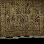 Alfombra kachemir seda pura, diseño Ghom, s.XX