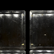 Pair of inlaid wooden mirrors, Qing dynasty. - 1