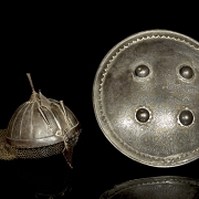 Khula Khud and Sipar helmet with gold and silver inlays. 19th century