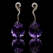 Pendientes en oro amarillo de 18k con amatistas y diamantes