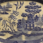 两只蓝色柳树纹样英式托盘，十九世纪