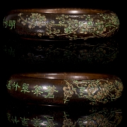 Pareja de brazaletes de madera de agar 