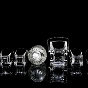 Juego para licor con cubitera y cinco vasos, s.XX