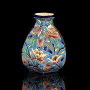 Longwy, hexagonal glazed ceramic vase, early 20th century
