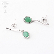 pendientes esmeraldas 1,56cts en oro blanco de 18k y diamantes