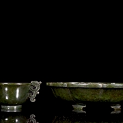 Conjunto de taza y plato de jade espinaca 