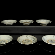 Juego de seis platos de cerámica esmaltada, dinastía Ming - 5