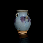 Jarra de cerámica con doble asa y esmalte Junyao, estilo Yuan