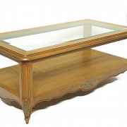 Rectangular oak table with glass - 1