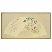 Hand-painted fan leaf, 20th century