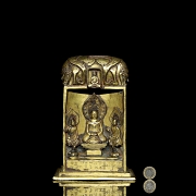 Altar budista de bronce dorado, estilo Wanli