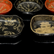 Conjunto de cuencos de madera lacada, s.XX - 4