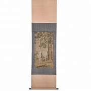 Pintura china “Ciervo bajo el pino”, con firma Shen Quan