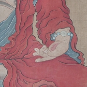 Pintura china “Arhat sentado sobre roca”, con firma Ding Guanpeng - 5