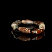 Pulsera de ocho cuentas de ágata, dinastía Liao