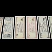 Seis Certificados de Cambio de Divisas del Banco de China, s.XX