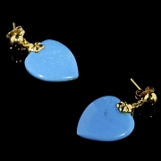 Earrings in 18kt yellow gold with turquoise - 1