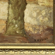 R. 梅迪纳 R. Medina（20世纪）《有树的城市景观》 - 3