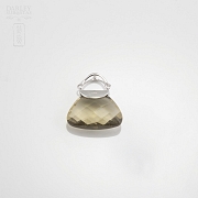 天然黄晶配18K白金挂坠 - 1