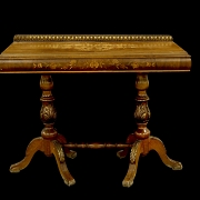 Consola de madera de nogal y marquetería, s.XIX