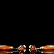 Pendientes largos oro amarillo y ámbar