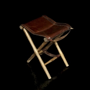 20th-century leather hunting stool