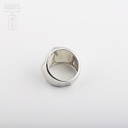 925银镀白金镶白瓷戒指 - 1