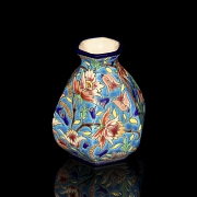 Longwy, hexagonal glazed ceramic vase, early 20th century