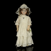 Muñeca de porcelana Heubach Köppelsdorf, molde clásico 250, Alemania, c. 1920-1925