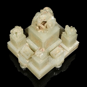 Gran juego de sellos tallados en jade amarillo