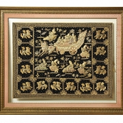 Tapiz bordado con escena cortesana, Asia, s.XX