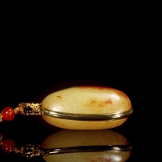 Gold-plated silver and Hetian jade pendant, Qing dynasty