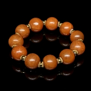 Pulsera de cuentas de ágata Nanhong, dinastía Qing
