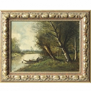 Louis Henry (active 1894) ‘Landscape by the River’