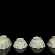 Cuatro cuenco de cerámica china, dinastía Ming - 4